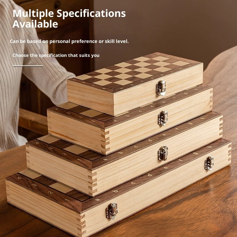 Walnut Foldable Solid Wood Chess Set – Large Children’s Educational Board Game