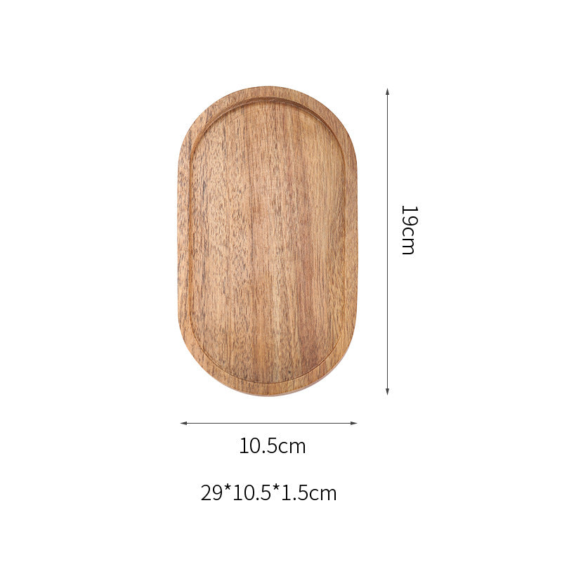 Japanese Simple Walnut Tray – Handmade Solid Wood Retro Serving Tray (Acacia Mangium)
