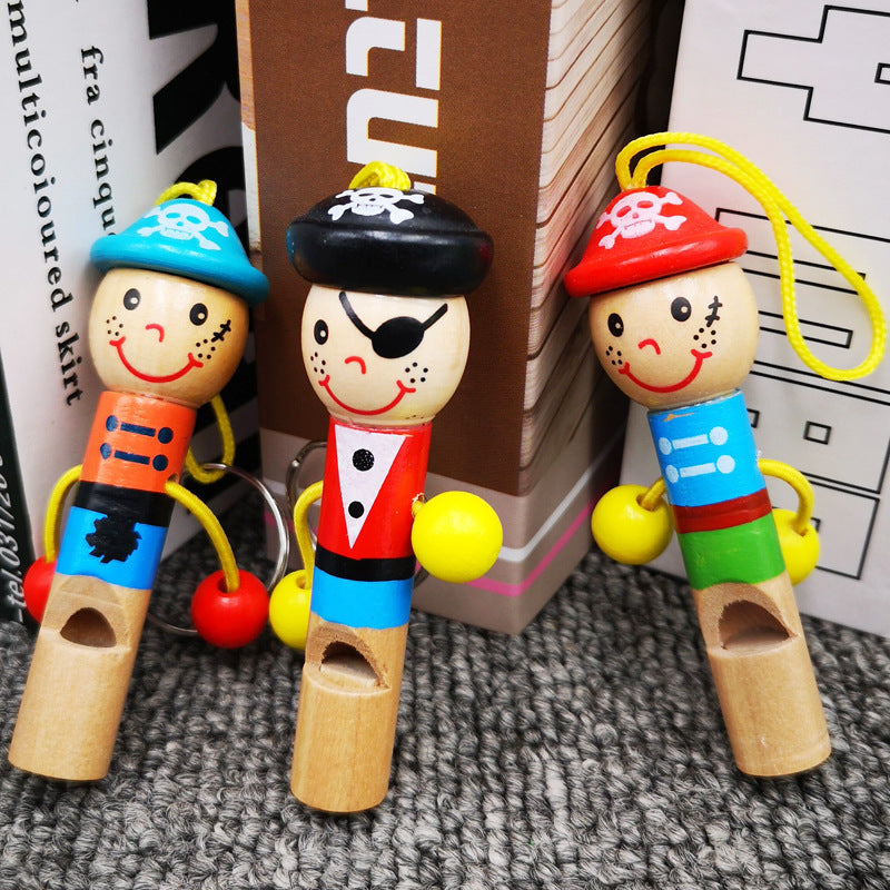 Wooden Pirate Whistle Keychain – Mini Kids Toy & Keyring
