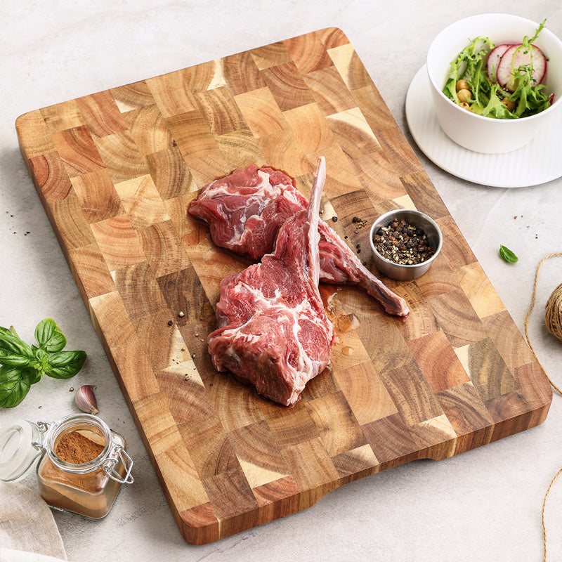 Acacia Solid Wood Cutting Board – Premium Thick Wooden Chopping Board for Kitchen