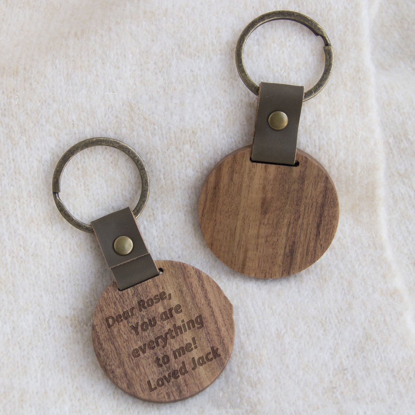 Acacia Wood Circular Keychain – Personalized Laser Engraved Key Ring